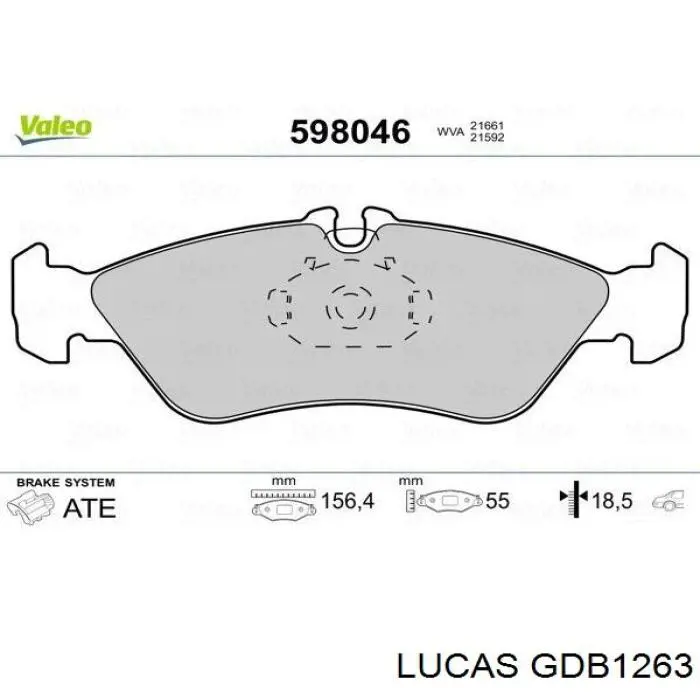 GDB1263 Lucas колодки гальмові задні, дискові