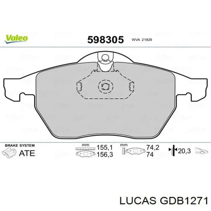 GDB1271 Lucas колодки гальмівні передні, дискові