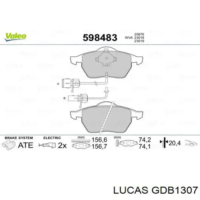 GDB1307 Lucas Передні гальмівні колодки