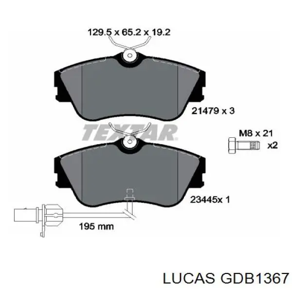 GDB1367 Lucas колодки гальмівні передні, дискові