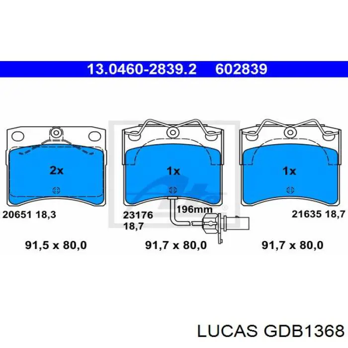 Колодки гальмівні передні, дискові GDB1368 Lucas