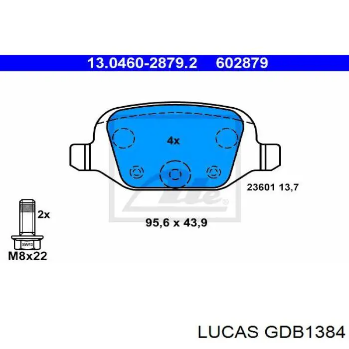 GDB1384 Lucas колодки гальмові задні, дискові