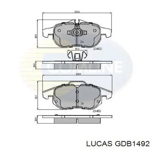 GDB1492 Lucas колодки гальмівні передні, дискові