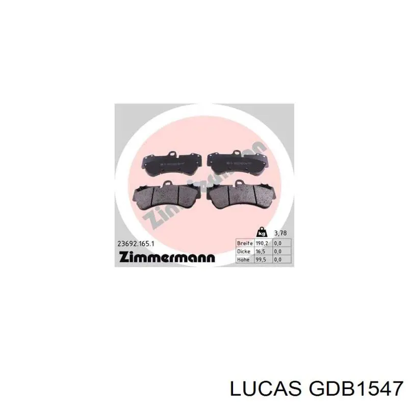 GDB1547 Lucas колодки гальмівні передні, дискові
