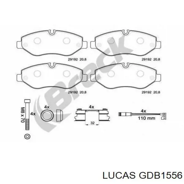 GDB1556 Lucas колодки гальмівні передні, дискові