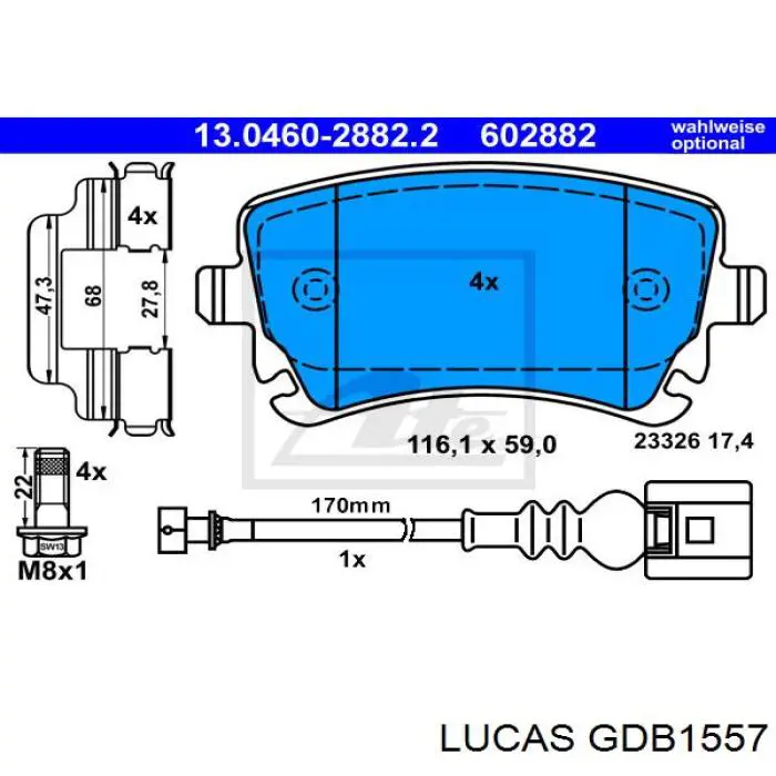 GDB1557 Lucas Колодки гальмівні задні, дискові