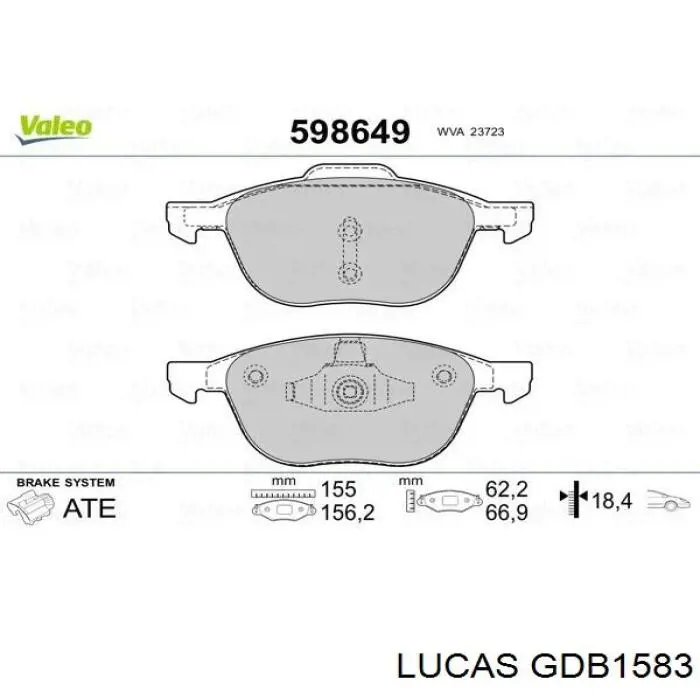 Передні тормозні колодки GDB1583 Lucas