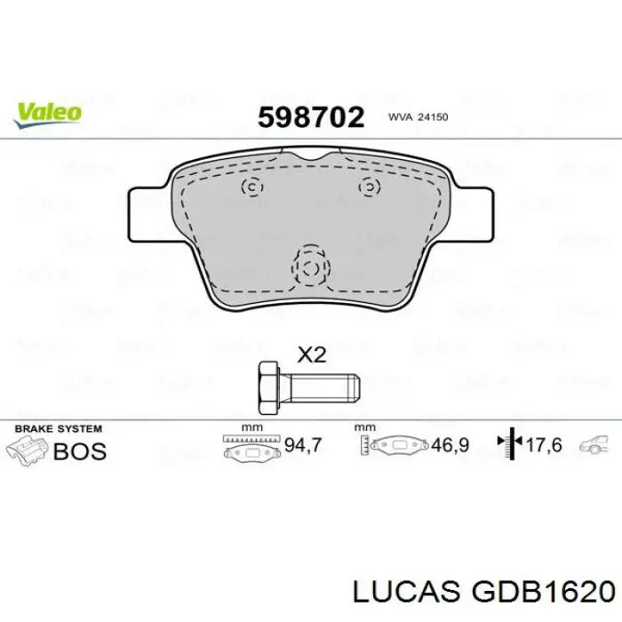 Купити GDB1620 Lucas Задні колодки