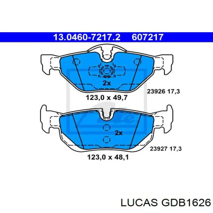 GDB1626 Lucas колодки гальмові задні, дискові
