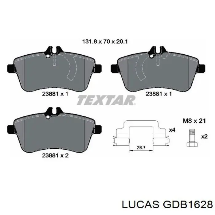 GDB1628 Lucas Передні гальмівні колодки