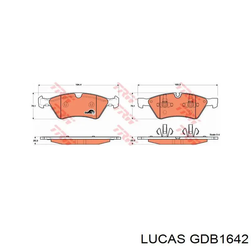 GDB1642 Lucas колодки гальмівні передні, дискові