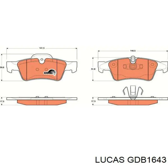 GDB1643 Lucas Колодки гальмівні задні, дискові