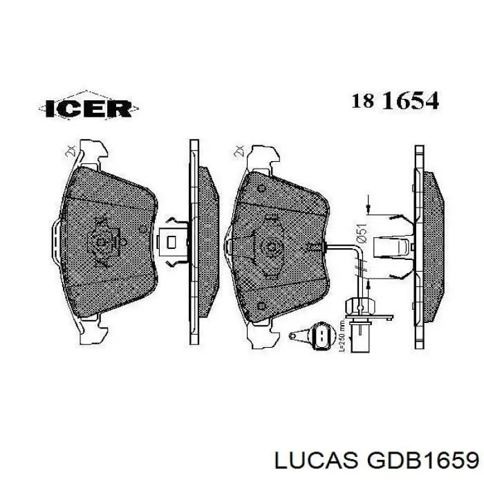 GDB1659 Lucas колодки гальмівні передні, дискові