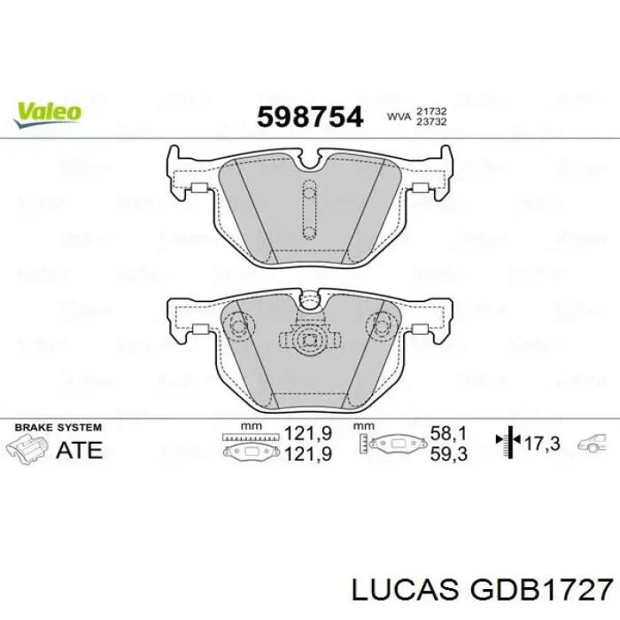 Задні гальмівні колодки Lucas GDB1727 ціна, від 33.66 USD