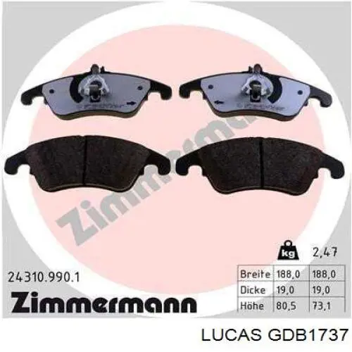 Купити GDB1737 Lucas Колодки гальмівні передні, дискові