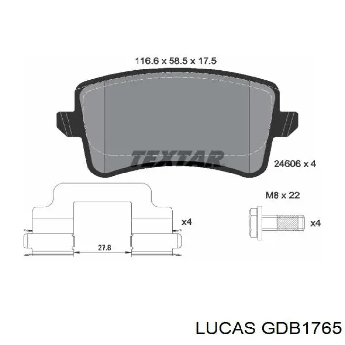 Задні гальмівні колодки Lucas GDB1765 ціна, від 40.56 USD