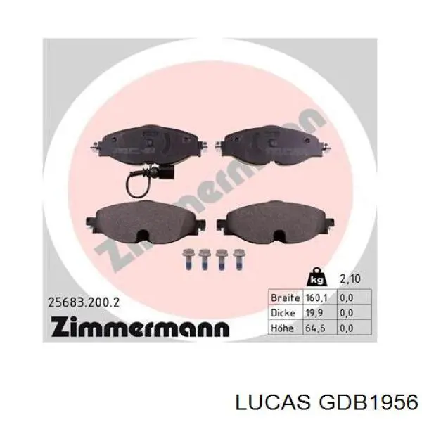 Передні тормозні колодки GDB1956 Lucas