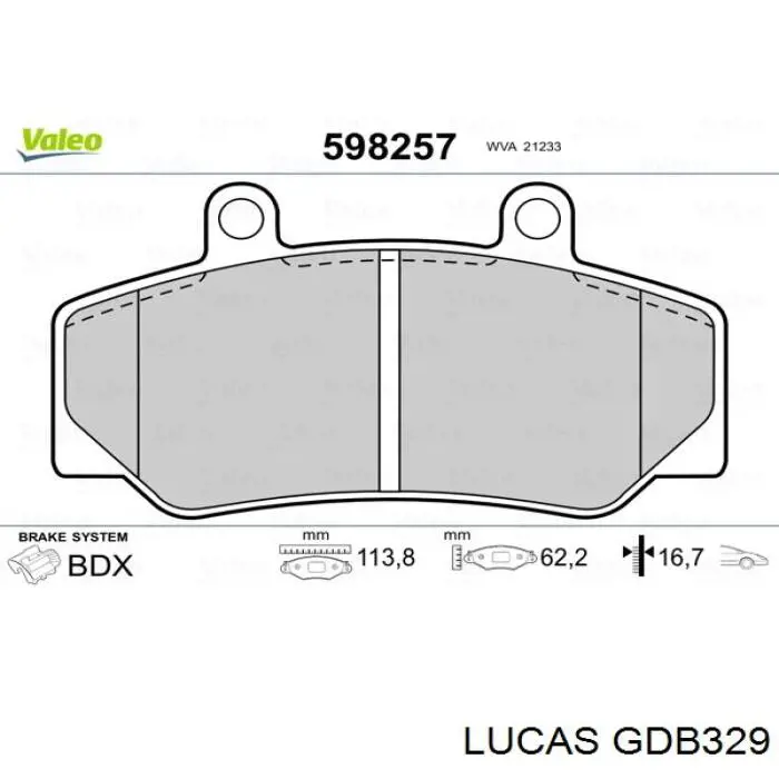 GDB329 Lucas колодки гальмівні передні, дискові