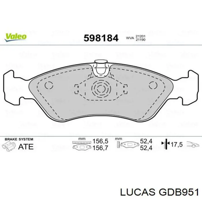 Гальмівні колодки Lucas GDB951 ціна, від 18.43 USD