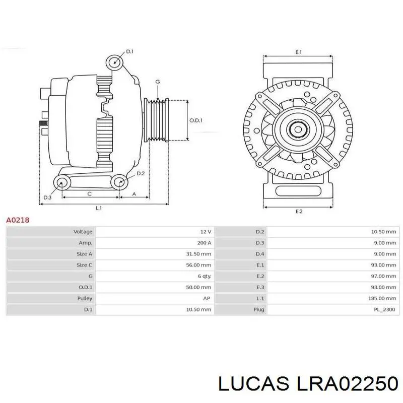 Генератор LRA02250 Lucas