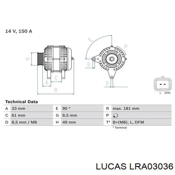 Генератор автомобільний Lucas LRA03036