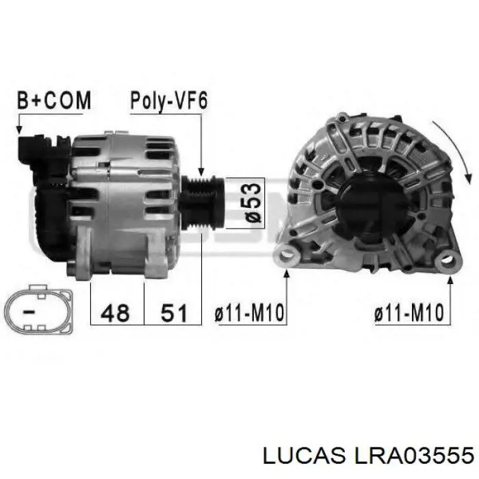 Генератор автомобільний Lucas LRA03555