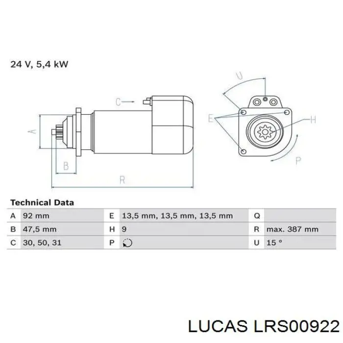 LRS00922 Lucas Стартер