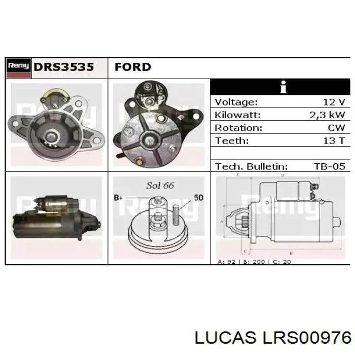 Стартер LRS00976 Lucas