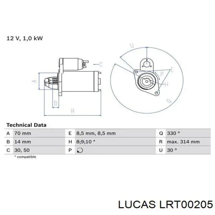 LRT00205 Lucas стартер