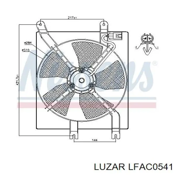 Купити LFAC0541 Luzar Дифузор радіатора кондиціонера, в зборі з крильчаткою і двигуном