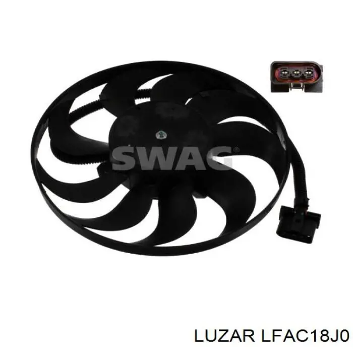 LFAC18J0 Luzar електровентилятор охолодження в зборі (двигун + крильчатка, правий)