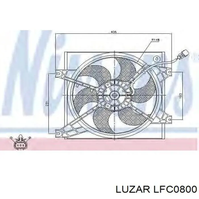 LFC0800 Luzar Дифузор радіатора охолодження, в зборі з мотором і крильчаткою