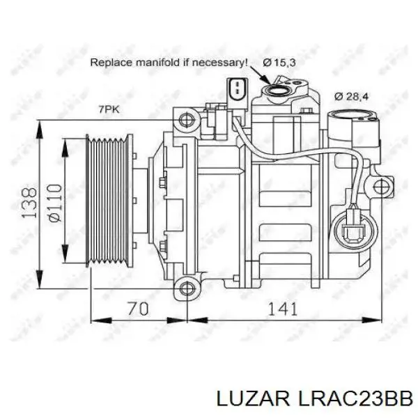 Радіатор охолодження кондиціонера Luzar LRAC23BB