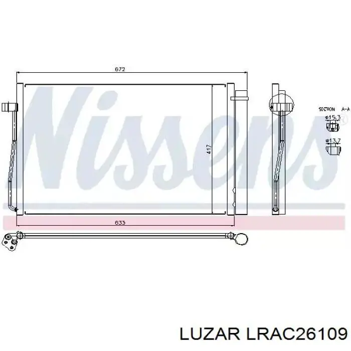 Купити LRAC26109 Luzar Радіатор системи охолодження кондиціонера