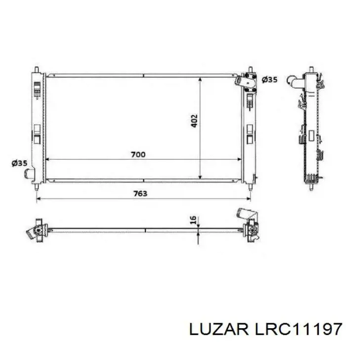 Радіатор охолодження двигуна LRC11197 Luzar