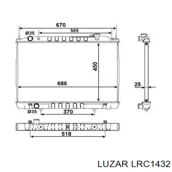 LRC1432 Luzar Радіатор охолодження двигуна