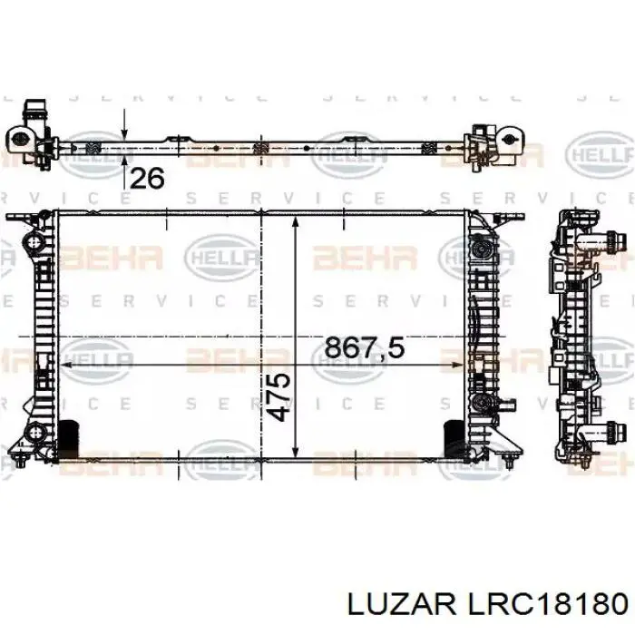 LRC18180 Luzar Радіатор охолодження двигуна