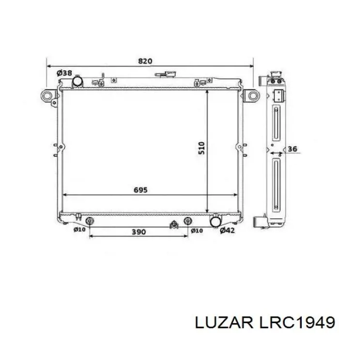 Радіатор охолодження двигуна LRC1949 Luzar