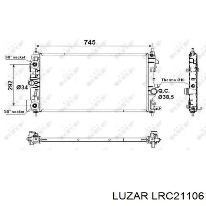 LRC21106 Luzar Радіатор охолодження двигуна