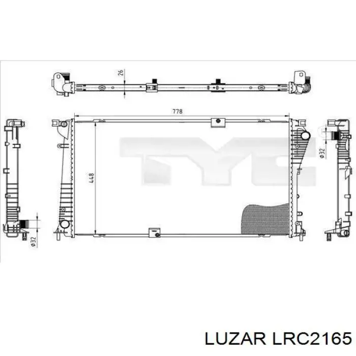 LRC2165 Luzar Радіатор охолодження двигуна
