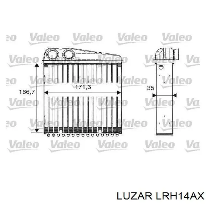 LRH14AX Luzar Радіатор опалювача салону