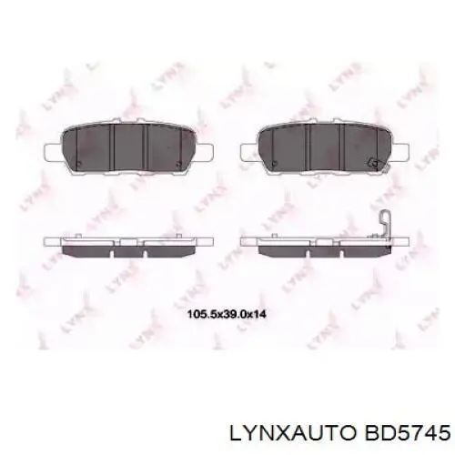 Колодки гальмові задні, дискові BD5745 Lynxauto