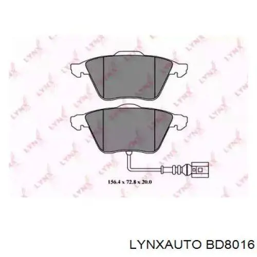 Колодки гальмівні передні, дискові BD8016 Lynxauto