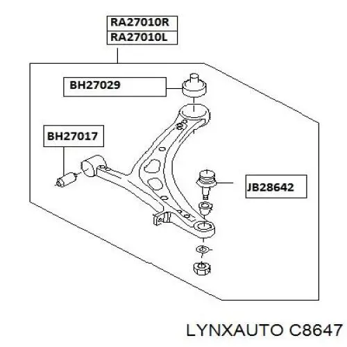 Сайлентблок переднього нижнього важеля C8647 Lynxauto