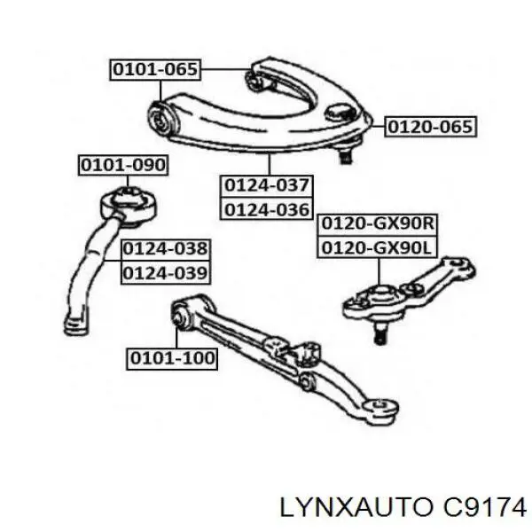 Сайлентблок переднього верхнього важеля C9174 Lynxauto