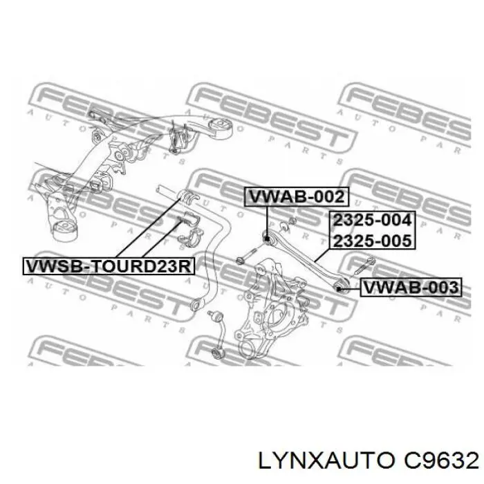 Сайлентблок заднього верхнього важеля Lynxauto C9632