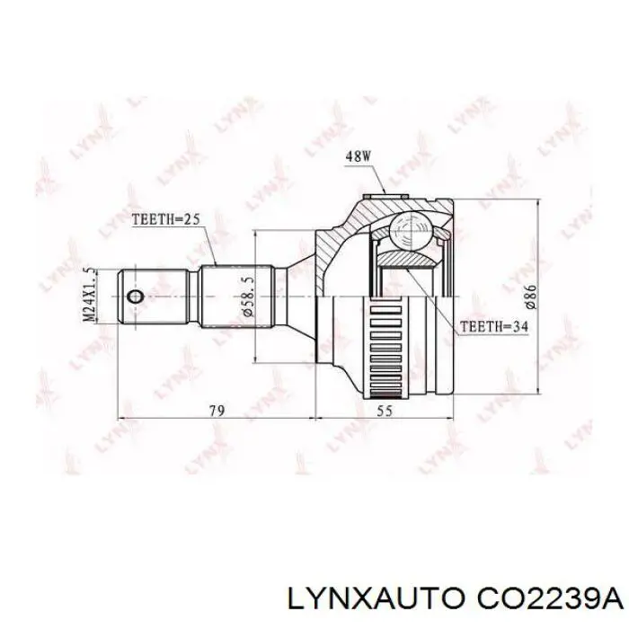 ШРУС зовнішній передній CO2239A Lynxauto