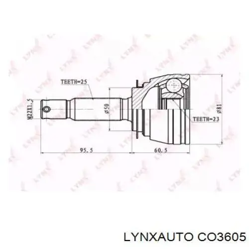 ШРУС зовнішній передній, правий Lynxauto CO3605 ціна, від 24.04 USD