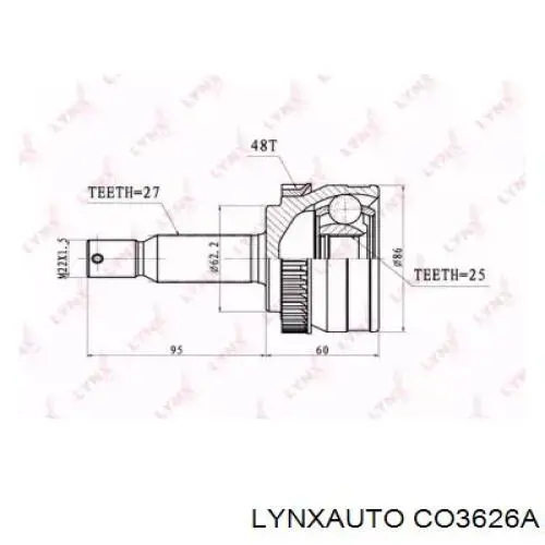 Купити CO3626A Lynxauto Шарнір приводу зовнішній