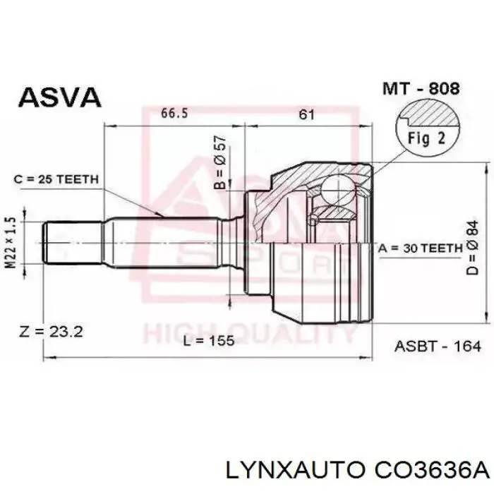 ШРУС зовнішній передній MI36A43 HDK